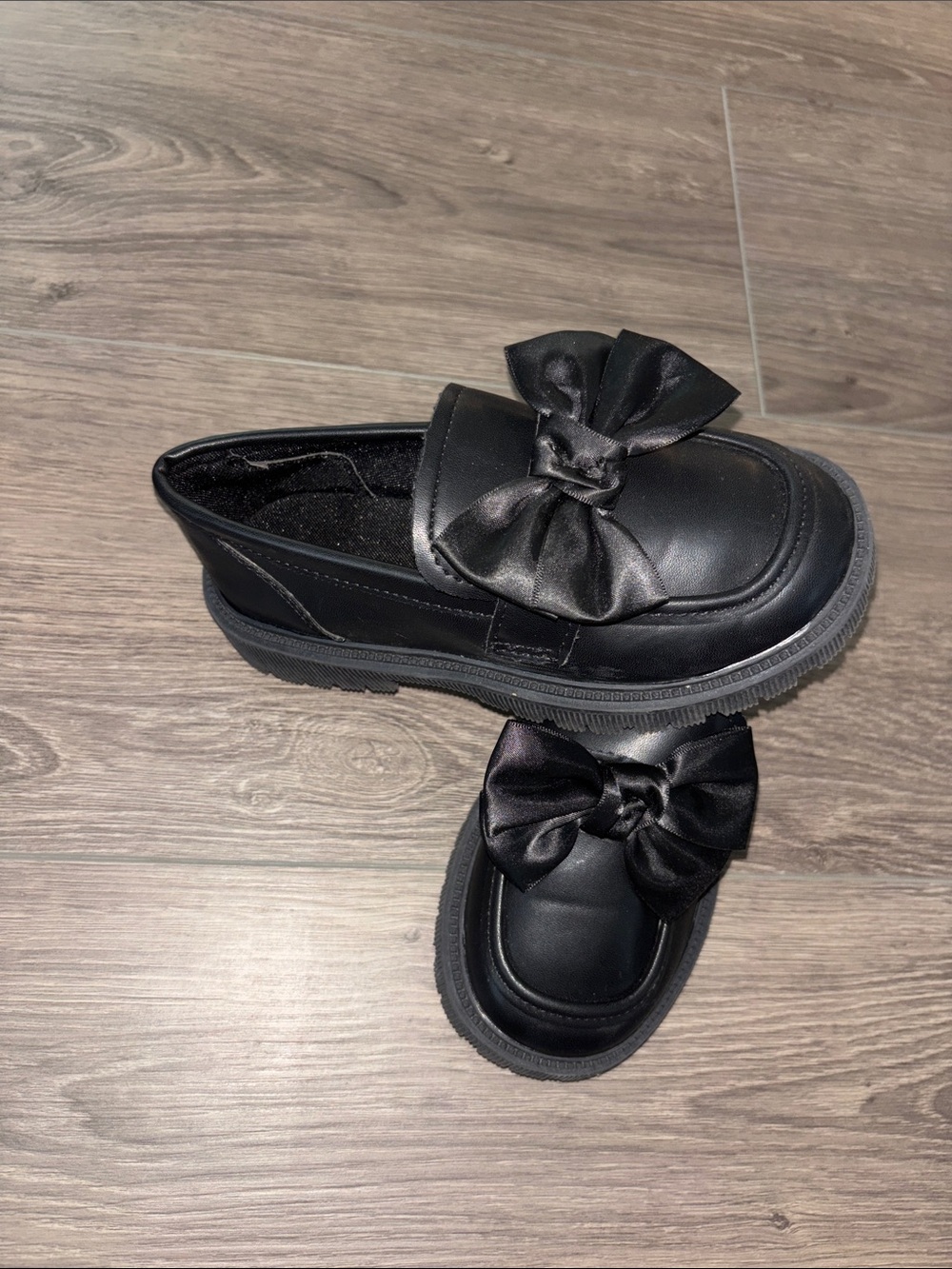 Black Bow Loafers - Satin Bow Accent